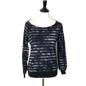 Womens Long‎ Sleeve Stripe Tie Dye Top Size M American Vintage Blue Preppy NEW